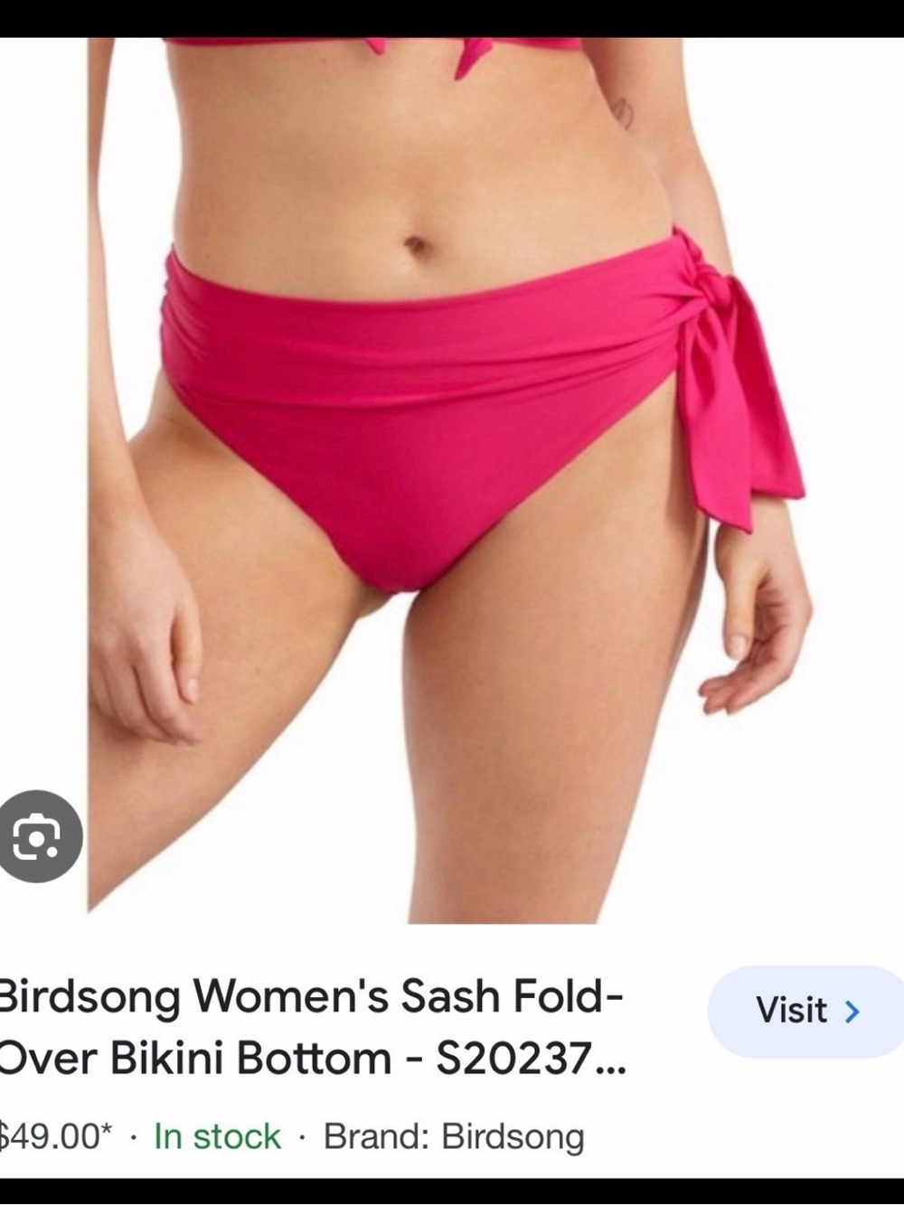 Bare Necessities Hot Pink Sash Fold-Over Bikini Bottom - Hibiscus